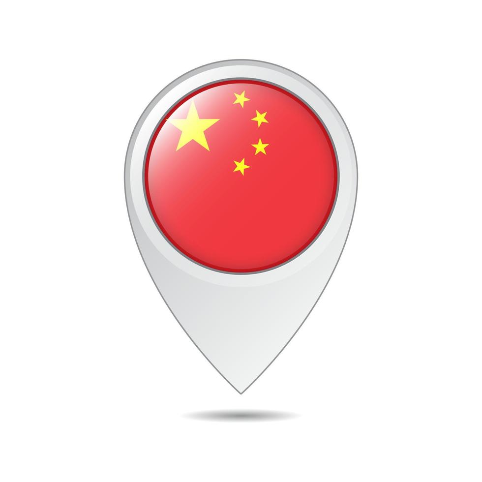 balise de localisation de la carte du drapeau de la chine vecteur