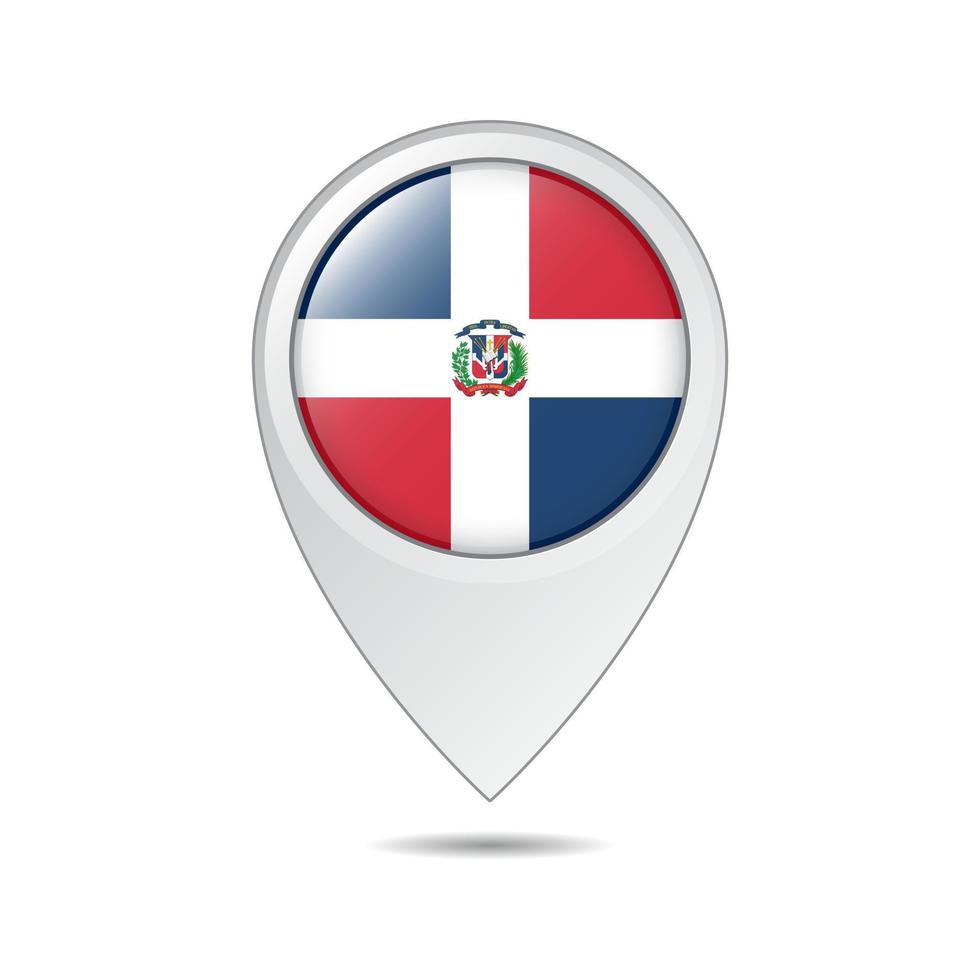 balise de localisation de la carte du drapeau de la république dominicaine vecteur