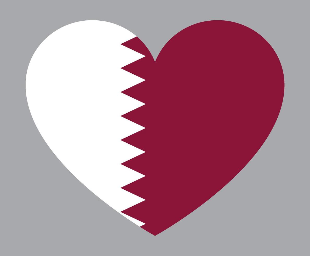 illustration en forme de coeur plat du drapeau qatar vecteur