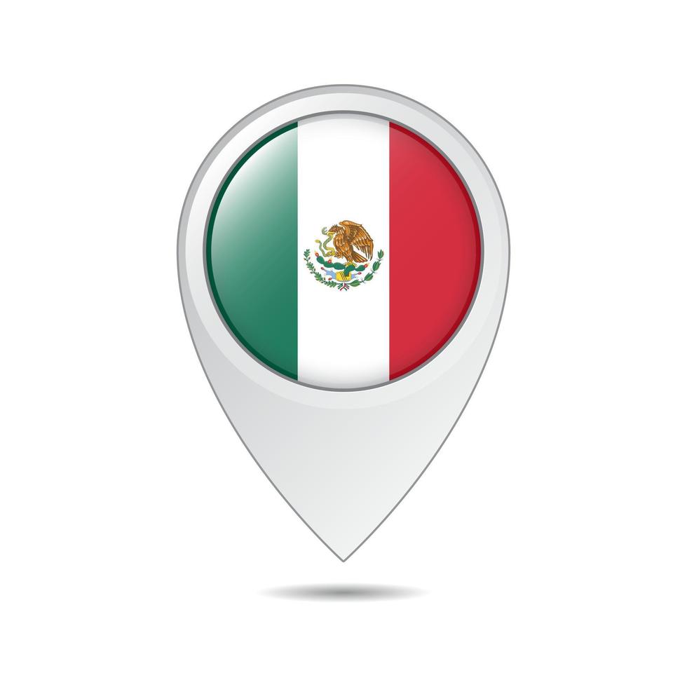 balise de localisation de la carte du drapeau du mexique vecteur