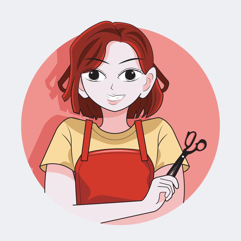 portrait de jeune femme coiffeur illustration vectorielle téléchargement pro vecteur