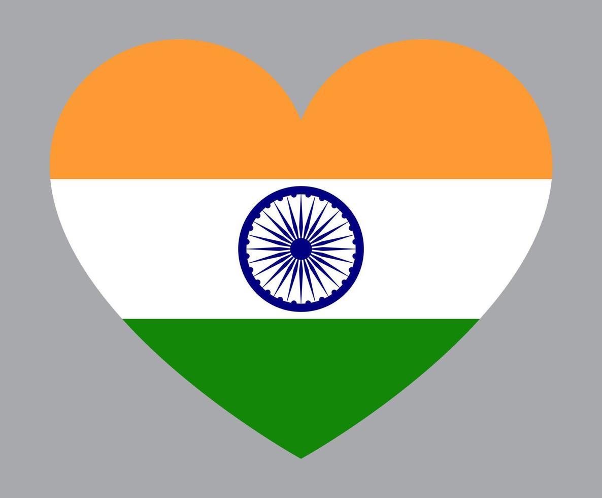 illustration en forme de coeur plat du drapeau indien vecteur