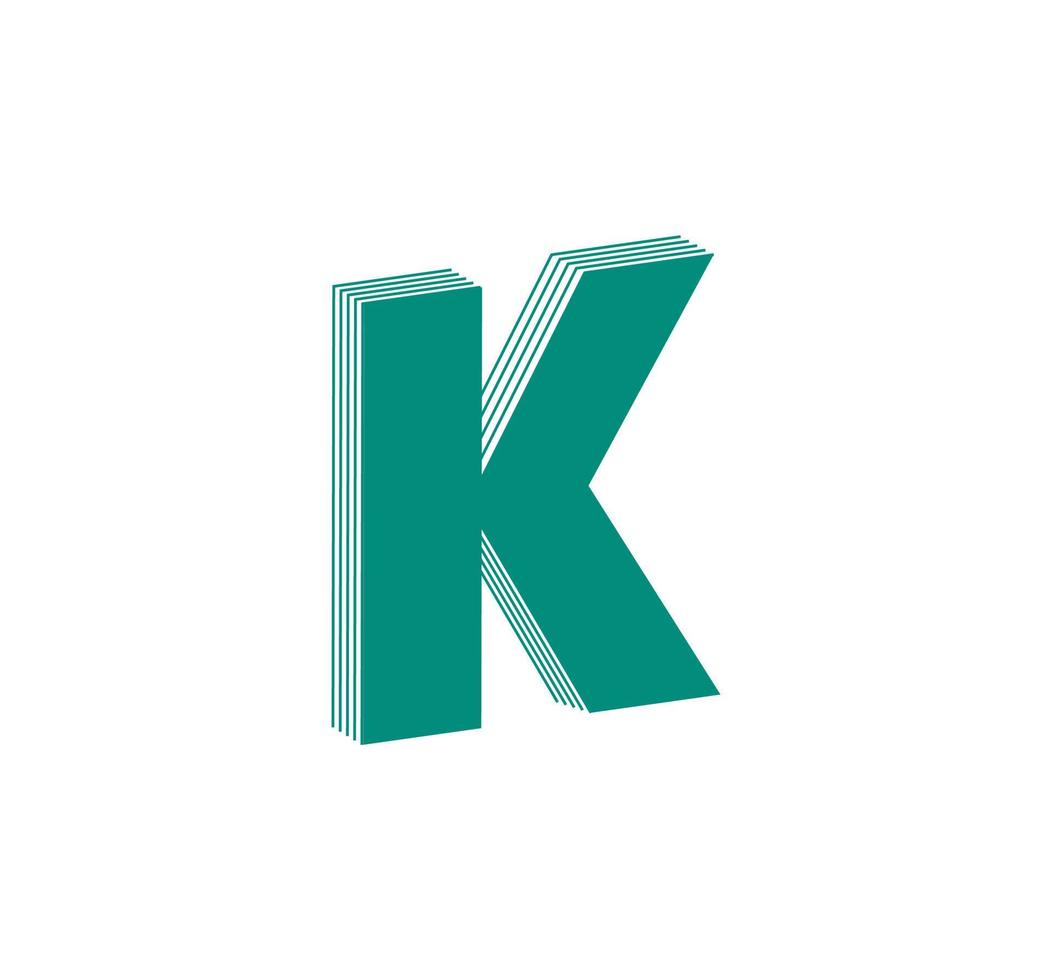 logo moderne linéaire 3d de la lettre k. nombre sous la forme d'une bande de ligne. conception abstraite linéaire du caractère et de la lettre du numéro de l'alphabet. logo, identité d'entreprise, application, affiche créative et plus encore. vecteur