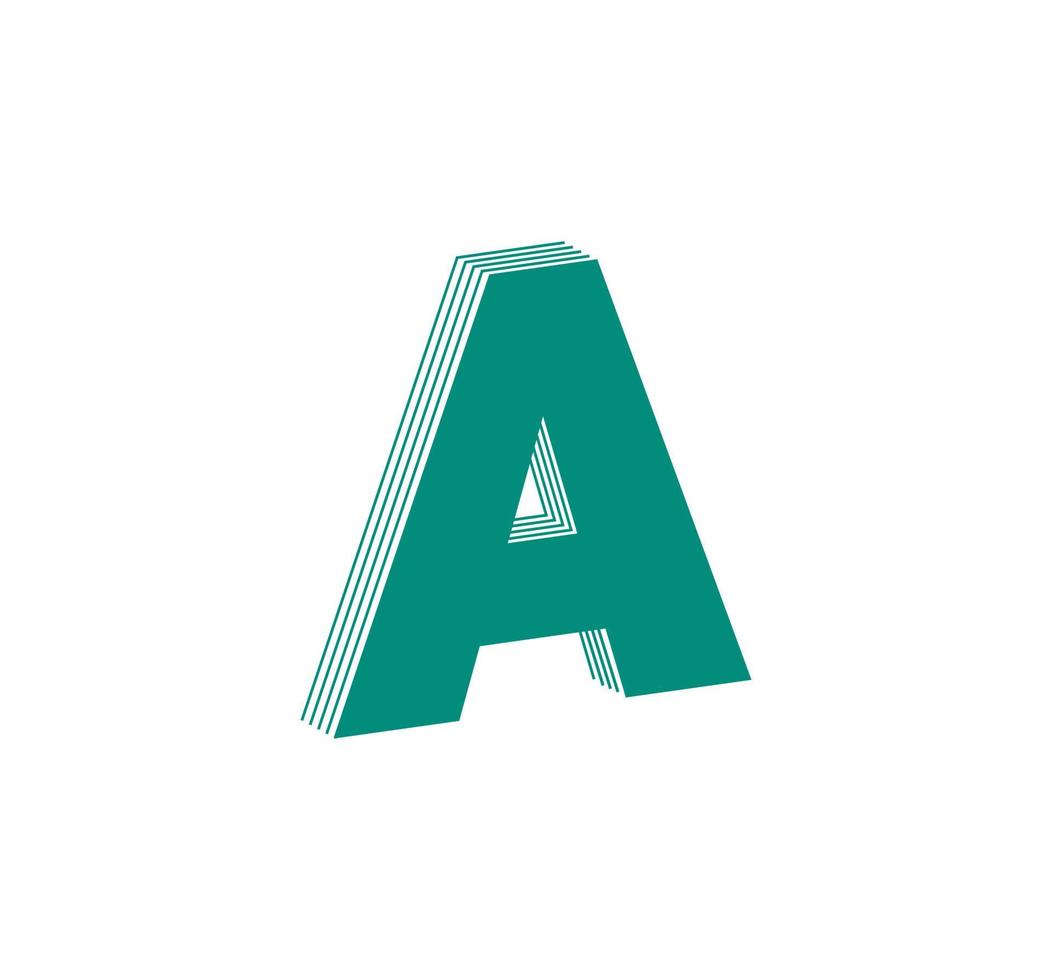 Logo moderne linéaire 3d de la lettre a. nombre sous la forme d'une bande de ligne. conception abstraite linéaire du caractère et de la lettre du numéro de l'alphabet. logo, identité d'entreprise, application, affiche créative et plus encore. vecteur