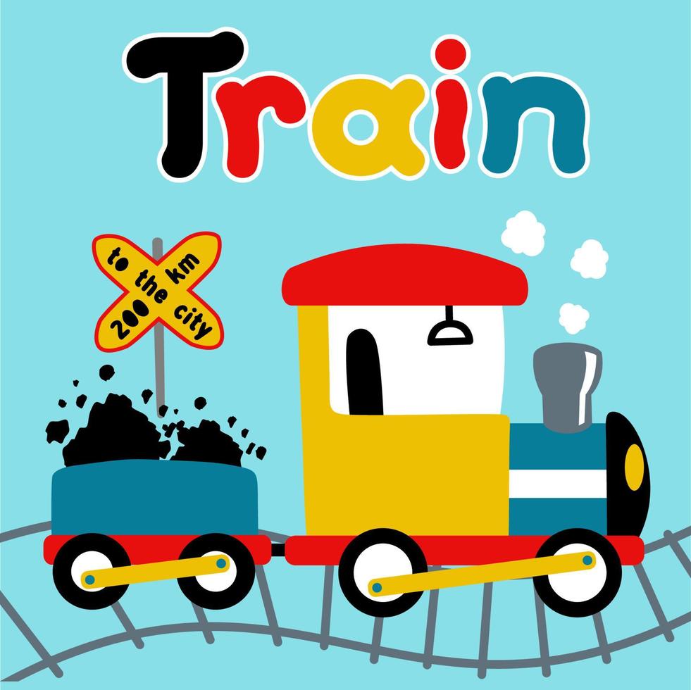 illustration de dessin animé de vecteur de train à vapeur chargeant du charbon