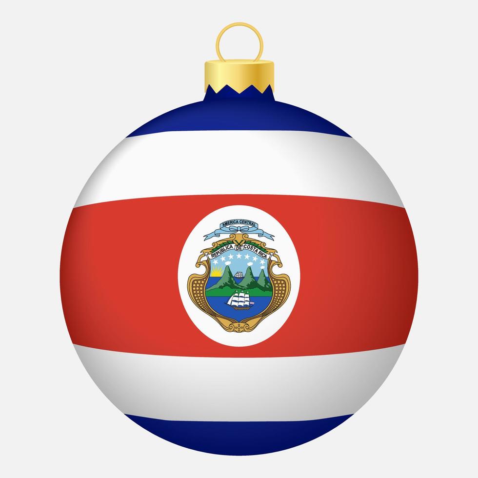 boule de sapin de noël avec le drapeau du costa rica. icône pour les vacances de noël vecteur