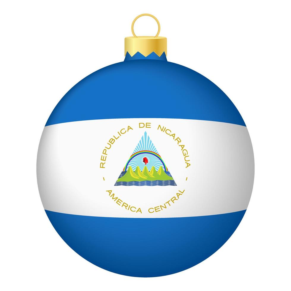 boule de sapin de noël avec le drapeau nicaragua. icône pour les vacances de Noël vecteur