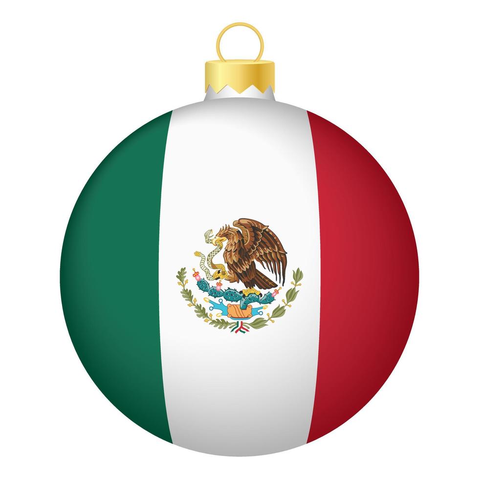 boule de sapin de noël avec le drapeau du mexique. icône pour les vacances de Noël vecteur