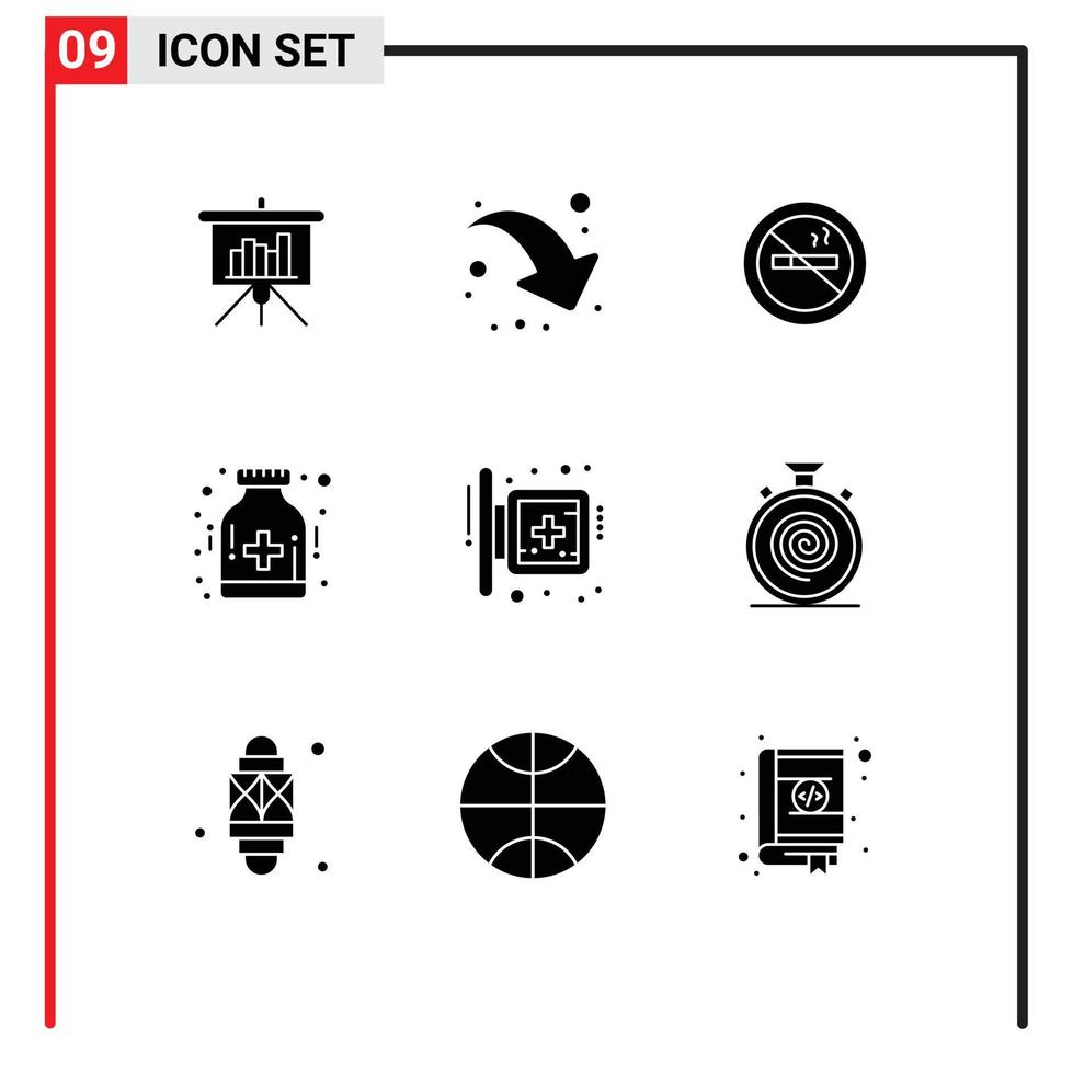 pack d'icônes vectorielles stock de 9 signes et symboles de ligne pour les éléments de conception vectoriels modifiables de la drogue hospitalière de la commission médicale vecteur