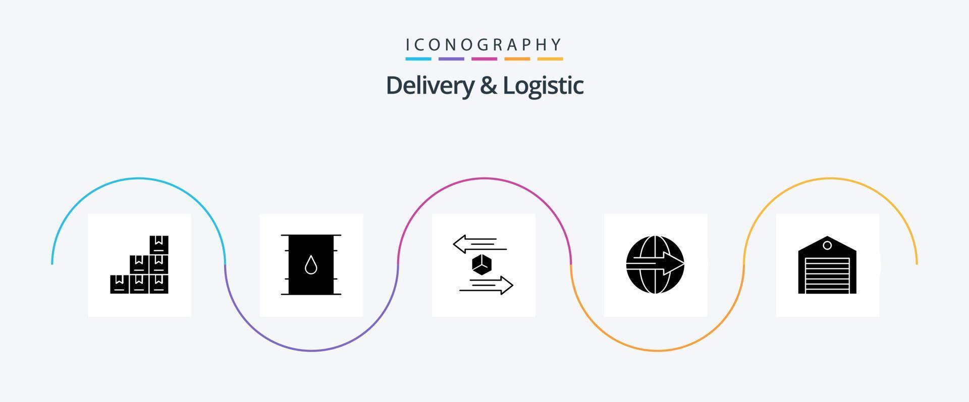 pack d'icônes de glyphe 5 de livraison et de logistique, y compris la logistique. livraison. la logistique. cargaison. revenir vecteur