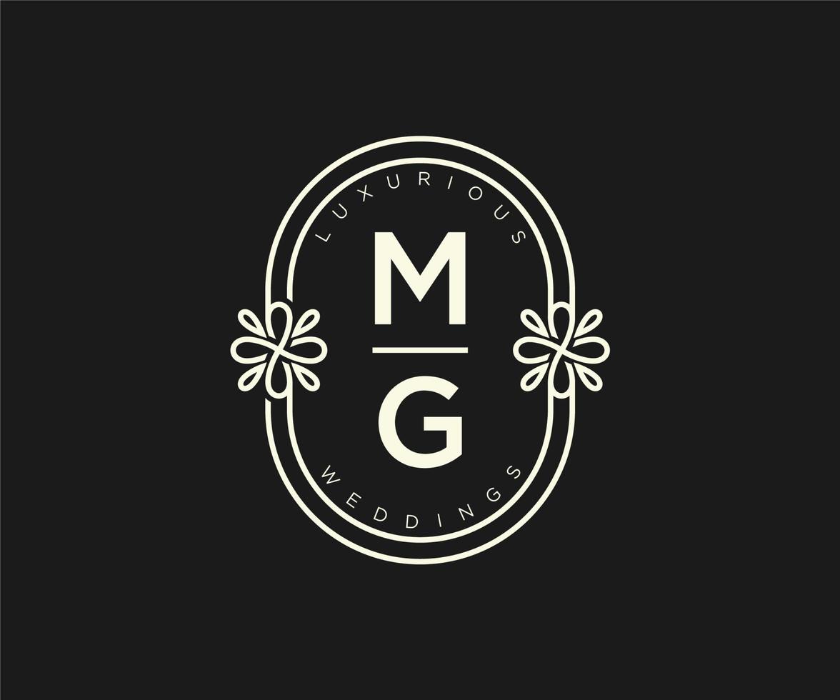 mg initiales lettre mariage monogramme logos modèle, modèles minimalistes et floraux modernes dessinés à la main pour cartes d'invitation, réservez la date, identité élégante. vecteur