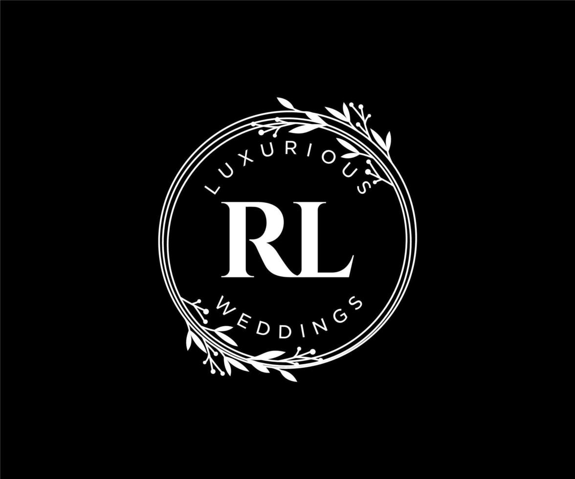 modèle de logos de monogramme de mariage lettre initiales rl, modèles minimalistes et floraux modernes dessinés à la main pour cartes d'invitation, réservez la date, identité élégante. vecteur