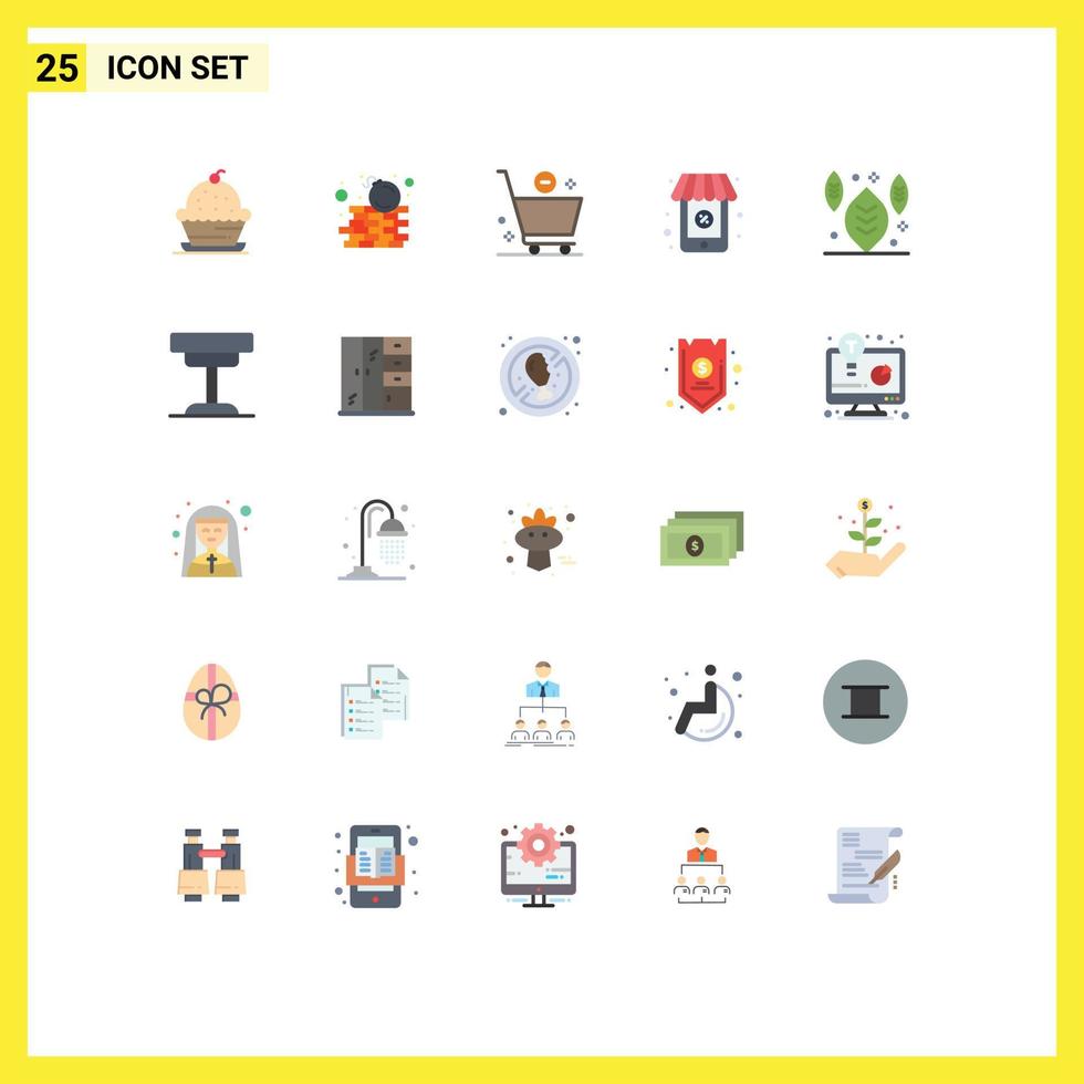 pack de 25 signes et symboles de couleurs plates modernes pour les supports d'impression Web tels que le magasin de mur de supermarché feuille moins les éléments de conception vectoriels modifiables vecteur