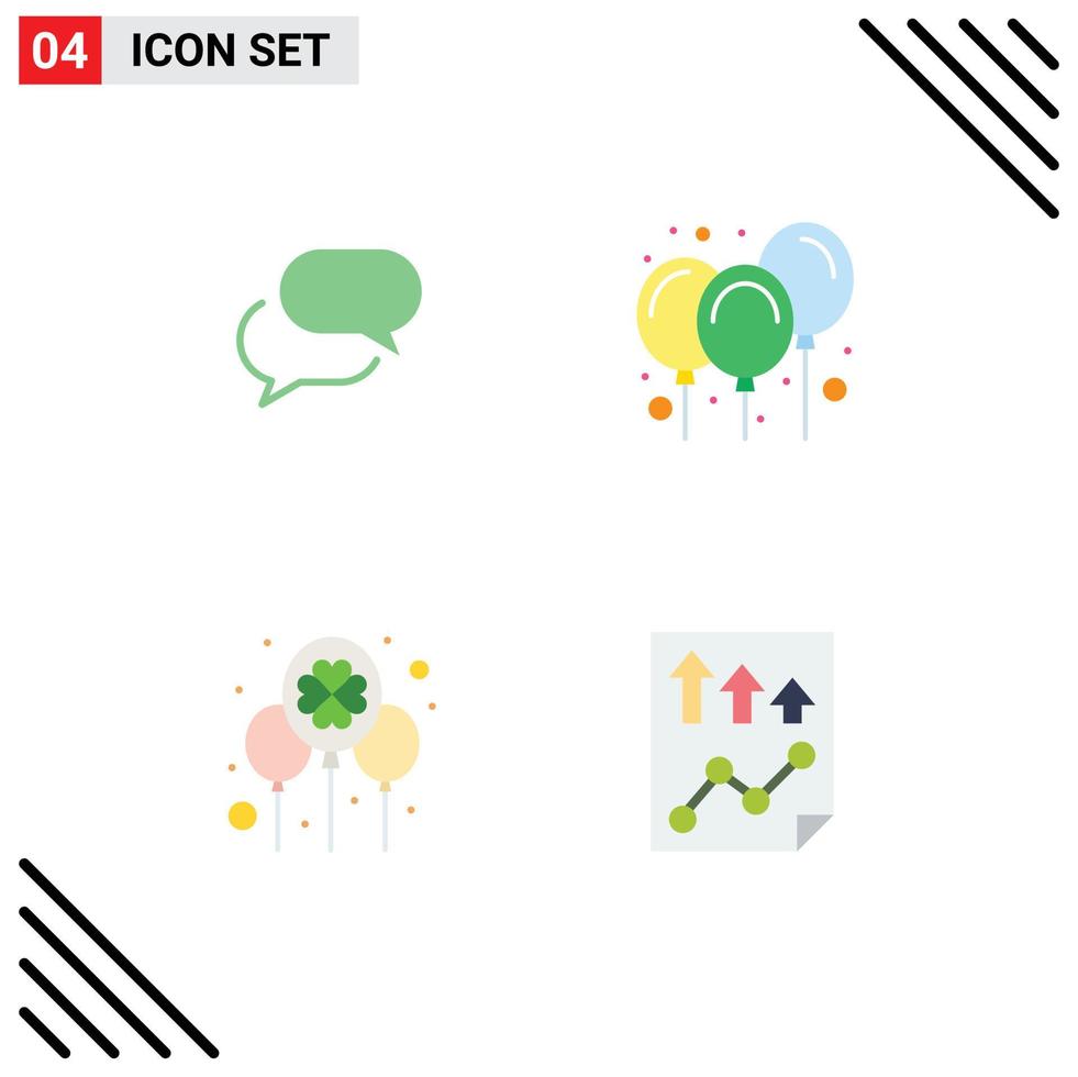 ensemble de pictogrammes de 4 icônes plates simples de chat célébrer le festival du carnaval du courrier éléments de conception vectoriels modifiables vecteur