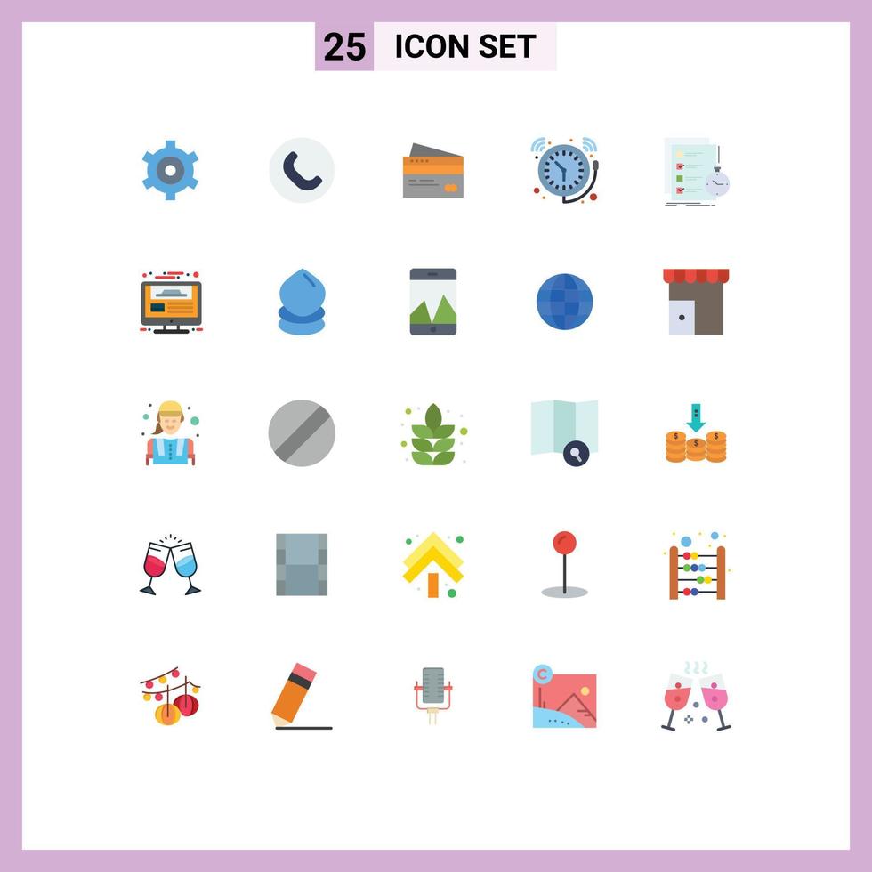 25 interface utilisateur pack de couleurs plates de signes et symboles modernes du temps cloche carte alarme argent éléments de conception vectoriels modifiables vecteur