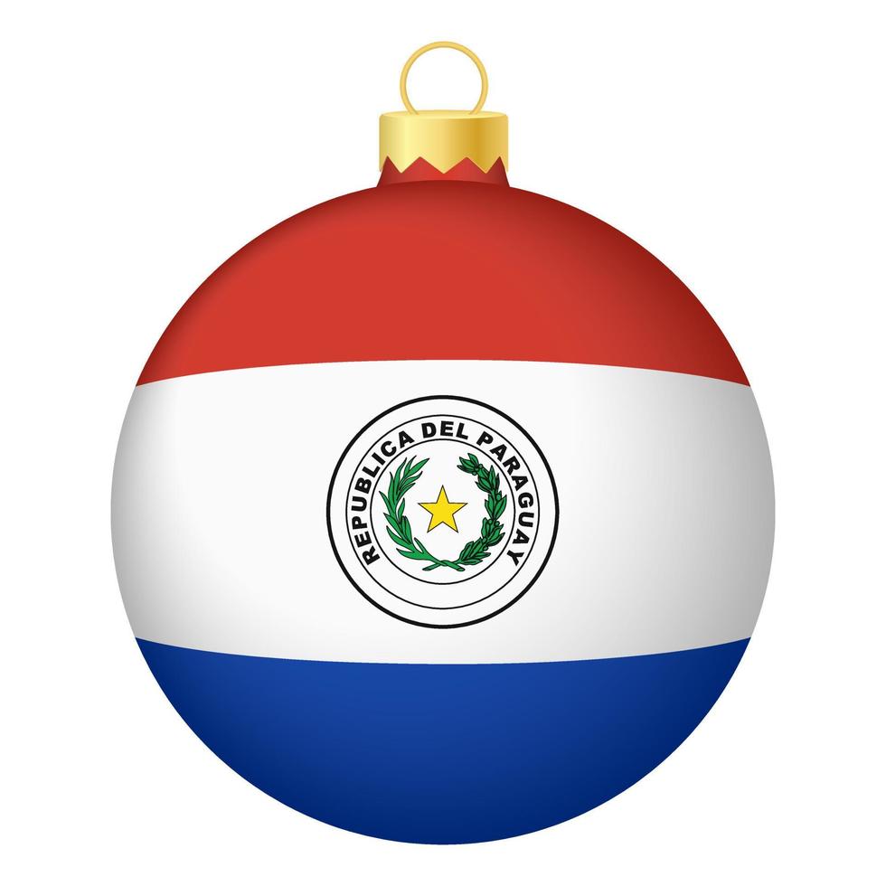 boule de sapin de noël avec le drapeau du paraguay. icône pour les vacances de noël vecteur