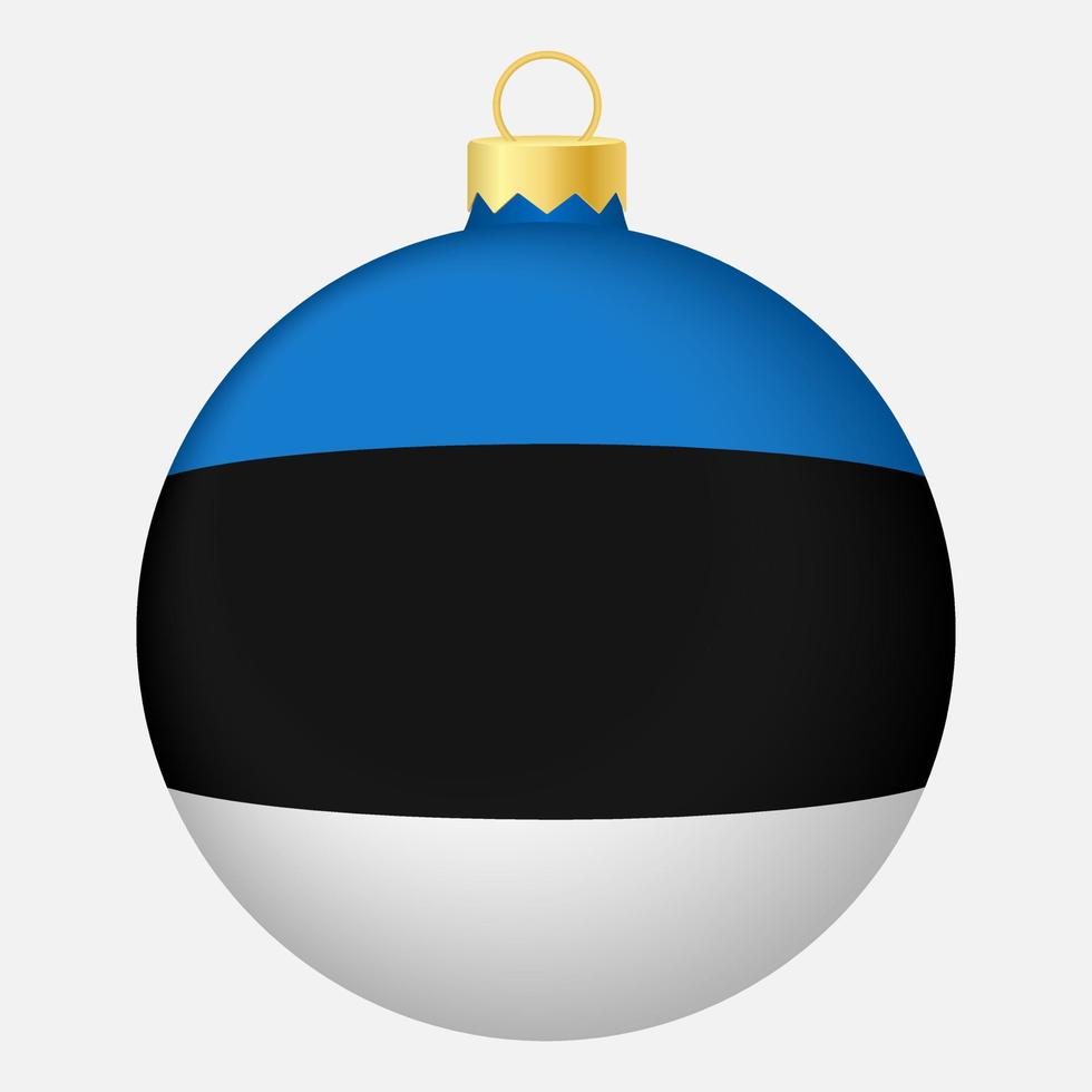 boule de sapin de noël avec le drapeau de l'estonie. icône pour les vacances de Noël vecteur