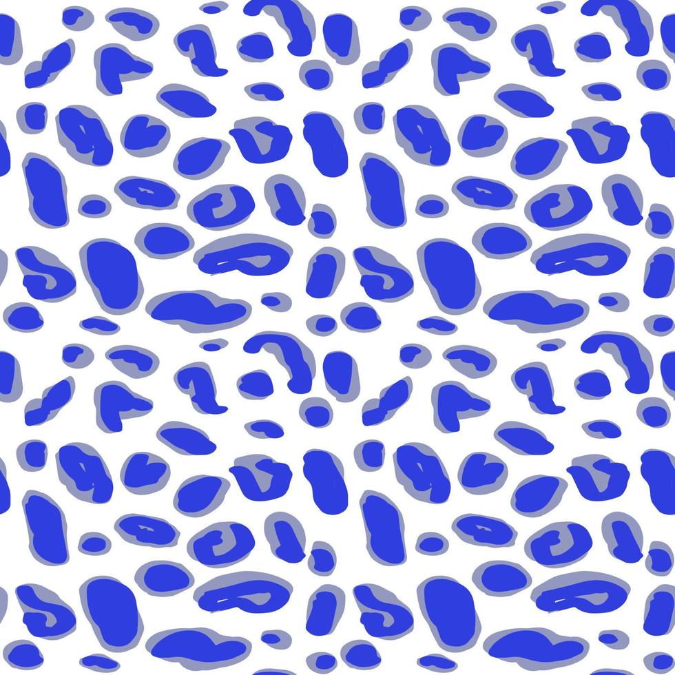 motif léopard bleu transparent vectoriel, taches noires et bleues sur un design classique de fond blanc. illustration vectorielle vecteur