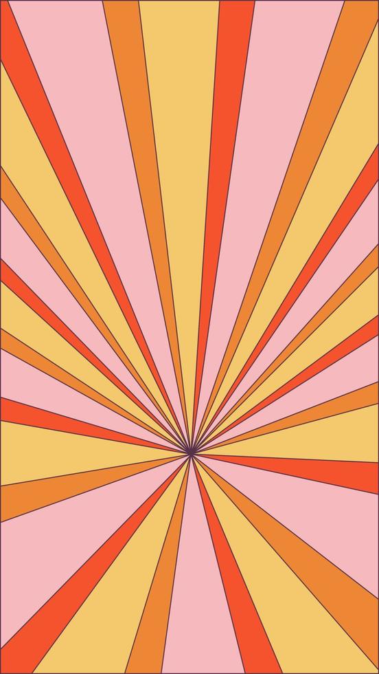 fond de rayons de soleil rafale rétro groovy. motif géométrique abstrait coloré vintage. illustration vectorielle de carnaval hippie d'été pour affiche, flyer, carte de voeux, bannière. vecteur