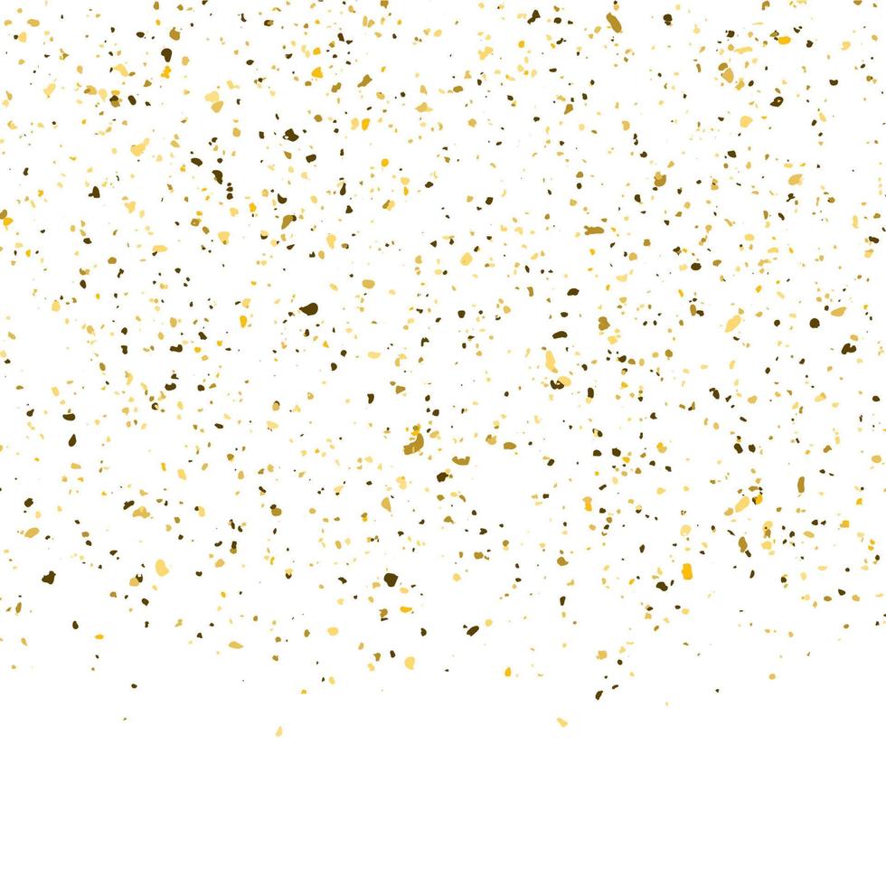 texture brillante de paillettes dorées sur fond blanc. explosion dorée de confettis. particules abstraites dorées sur fond sombre. éléments de conception de vacances isolés. illustration vectorielle. vecteur