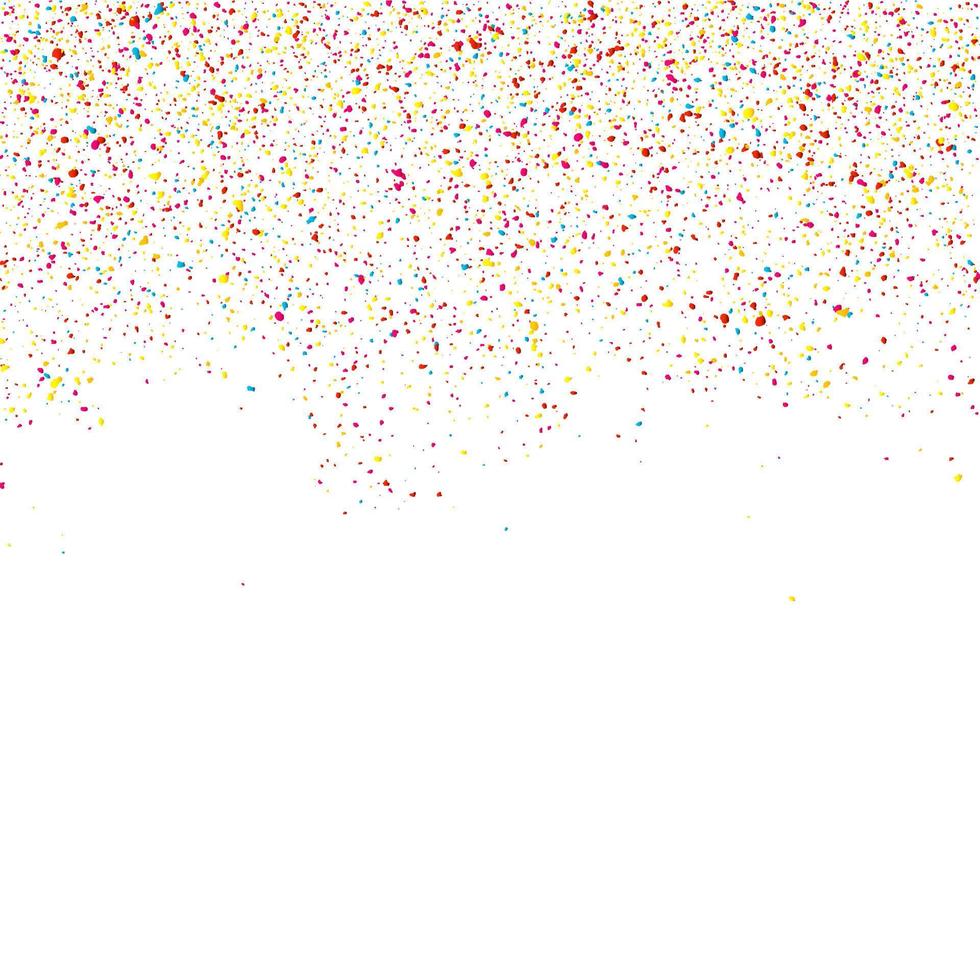 texture brillante de paillettes colorées sur fond blanc. explosion colorée de confettis. particules abstraites colorées sur fond clair. éléments de conception de vacances isolés. illustration vectorielle. vecteur