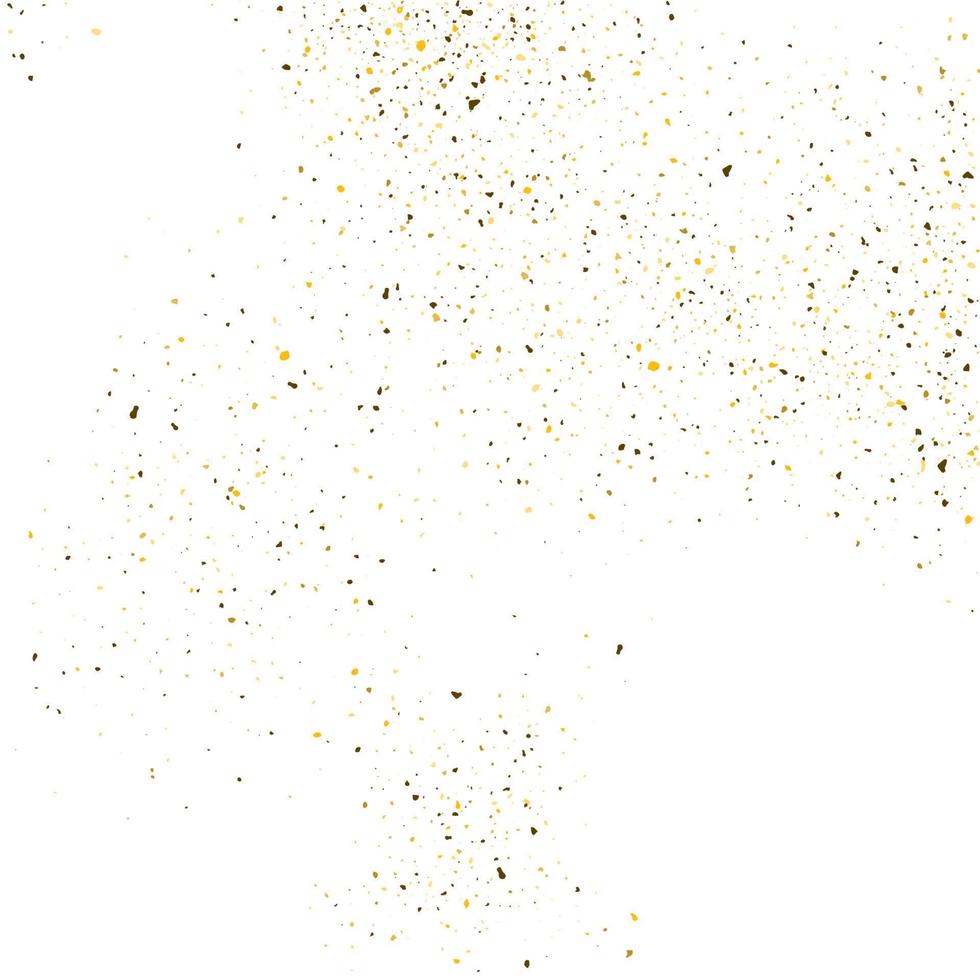 texture brillante de paillettes dorées sur fond blanc. explosion dorée de confettis. particules abstraites dorées sur fond clair. éléments de conception de vacances isolés. illustration vectorielle. vecteur