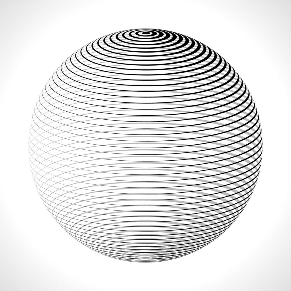 sphère 3d abstraite avec rayures, lignes. illustration vectorielle. vecteur