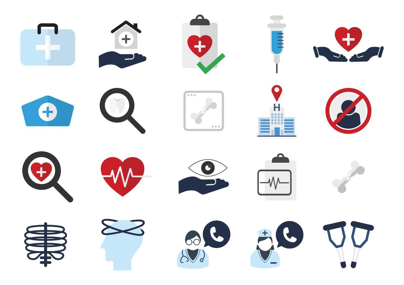 éléments d'icônes plates médicales scénographie vectorielle vecteur