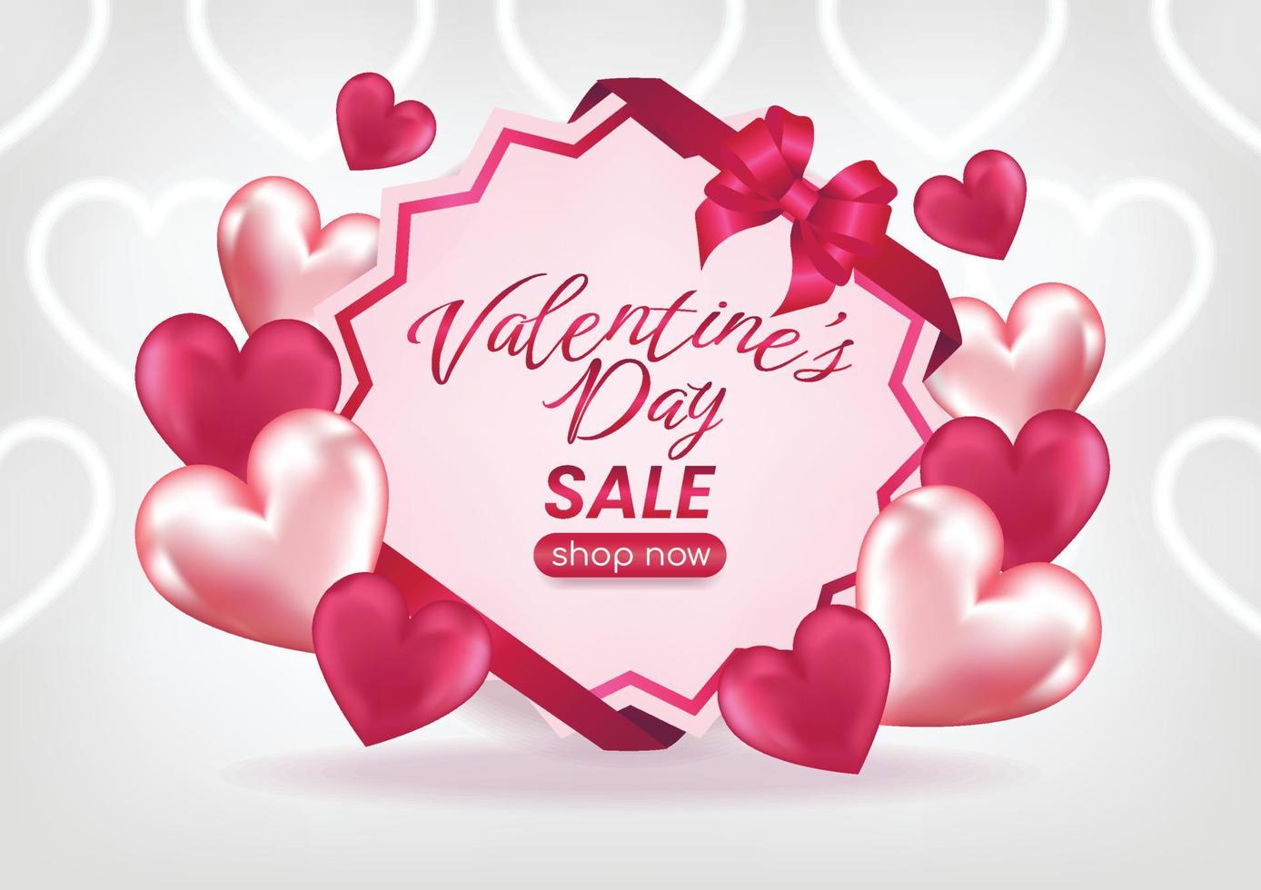 bannière de site Web d'affichage de vente de saint valentin fond blanc vecteur