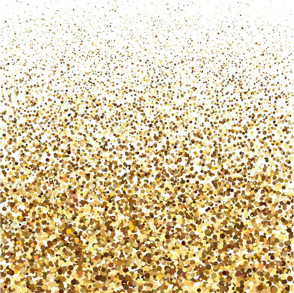 texture brillante de paillettes d'or sur fond blanc. explosion dorée de confettis. particules abstraites dorées sur fond blanc. éléments de conception de vacances isolés. illustration vectorielle. vecteur