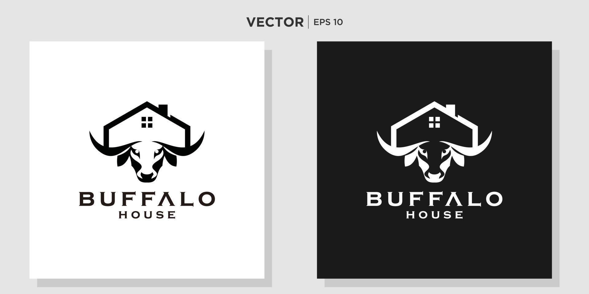 combinaison unique de corne de taureau et de modèle de logo de maison. création de logo vectoriel de corne de taureau.