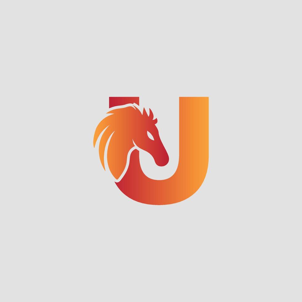 lettre initiale u avec création de logo vectoriel cheval. cheval lettre u illustration modèle icône emblème isolé.