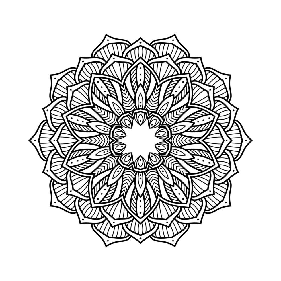 vecteur d'art de mandala. motif décoratif de fleurs circulaires, peut être utilisé pour le henné, le tatouage, la page de livre de coloriage.