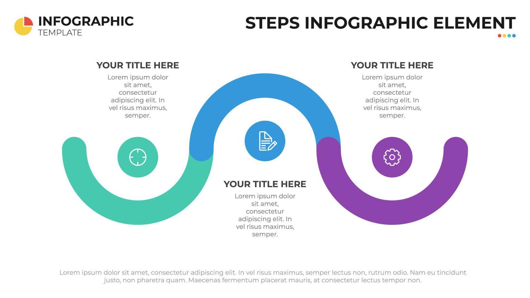 diagramme de flux de travail avec 3 étapes, élément infographique, vecteur de modèle de mise en page de présentation