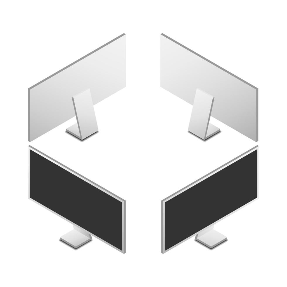 ensemble d'écran d'ordinateur dans différents angles et positions, illustration vectorielle en vue isométrique isolée sur fond blanc vecteur