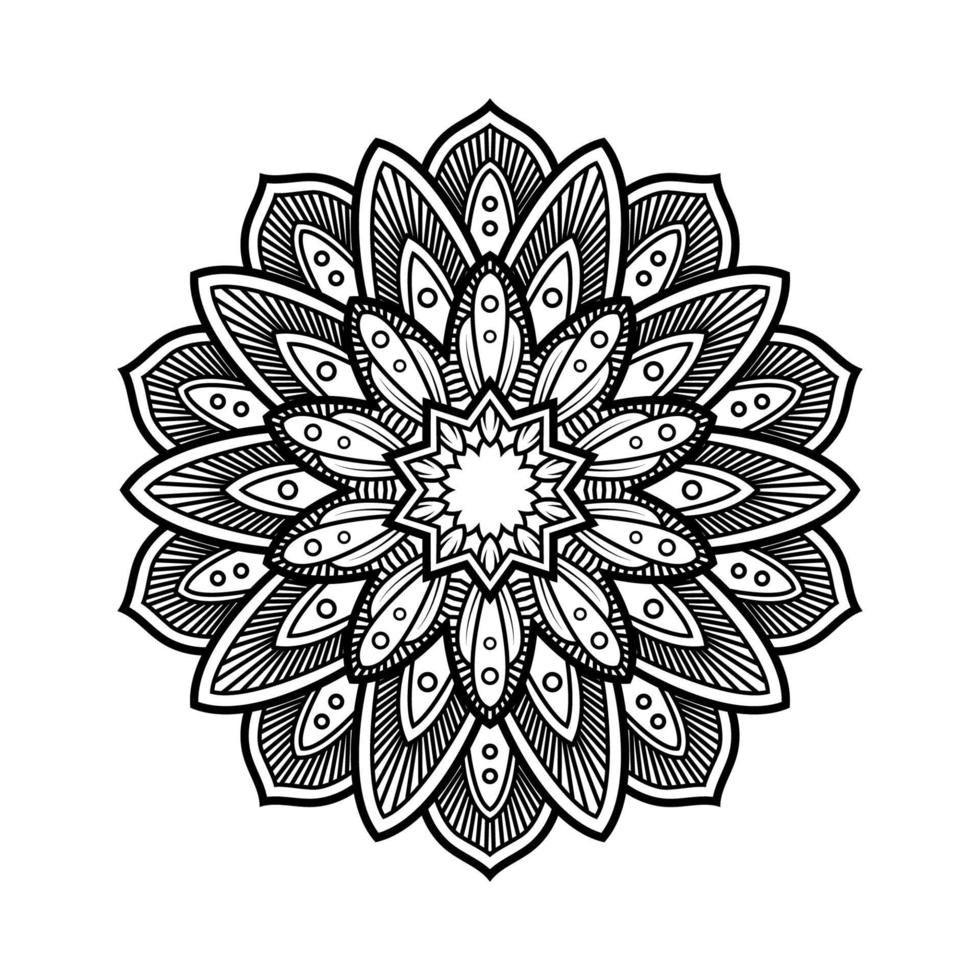 motif décoratif de fleurs circulaires, vecteur d'art de mandala, peut être utilisé pour la page de livre de coloriage, le henné, le tatouage.