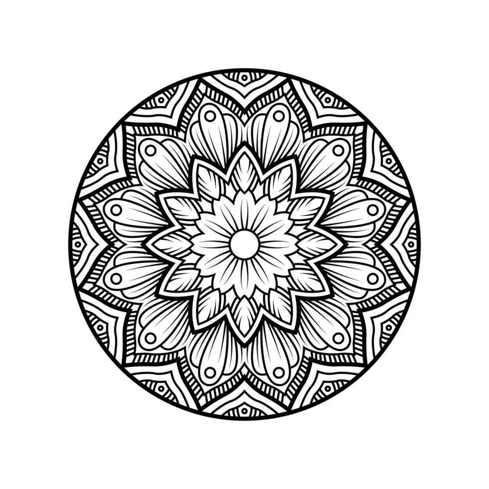 page de livre de coloriage, henné, tatouage, ornement décoratif, vecteur de conception d'art de mandala.