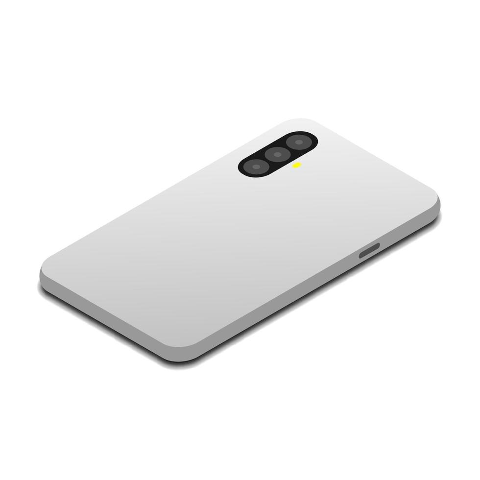 vue arrière de l'illustration vectorielle smartphone isolée sur fond blanc avec vue isométrique vecteur