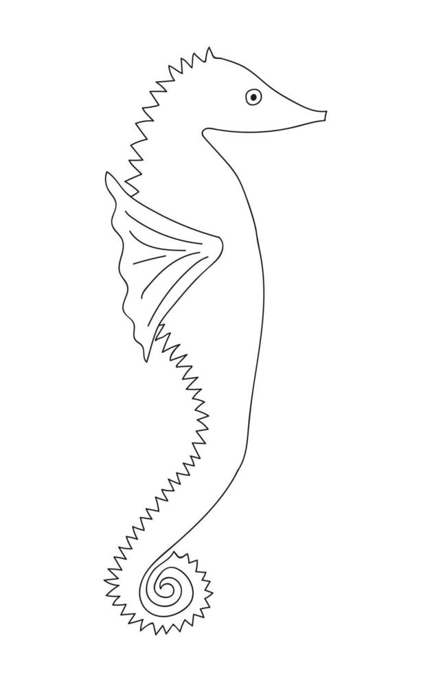 illustration de doodle de vecteur d'hippocampe. illustration d'hippocampe simple dessinée à la main.