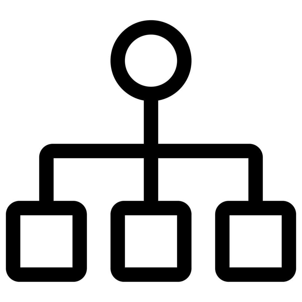 ligne d'icône de diagramme d'organisation isolée sur fond blanc. icône noire plate mince sur le style de contour moderne. symbole linéaire et trait modifiable. illustration vectorielle de trait parfait simple et pixel. vecteur