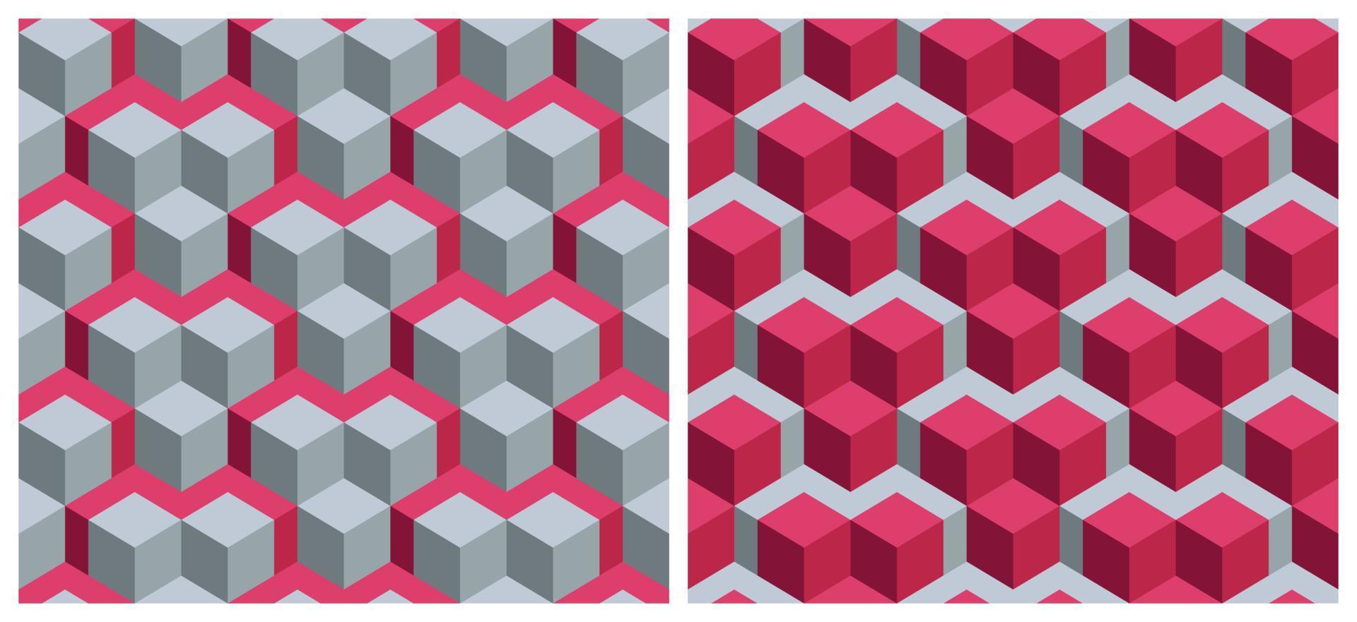 fond de motif géométrique de cube 3d sans soudure. couleur tendance de l'année 2023 viva magenta. concevoir des éléments de texture pour le tissu, la tuile, la bannière, la couverture, l'affiche, la toile de fond, le mur. illustration vectorielle. vecteur