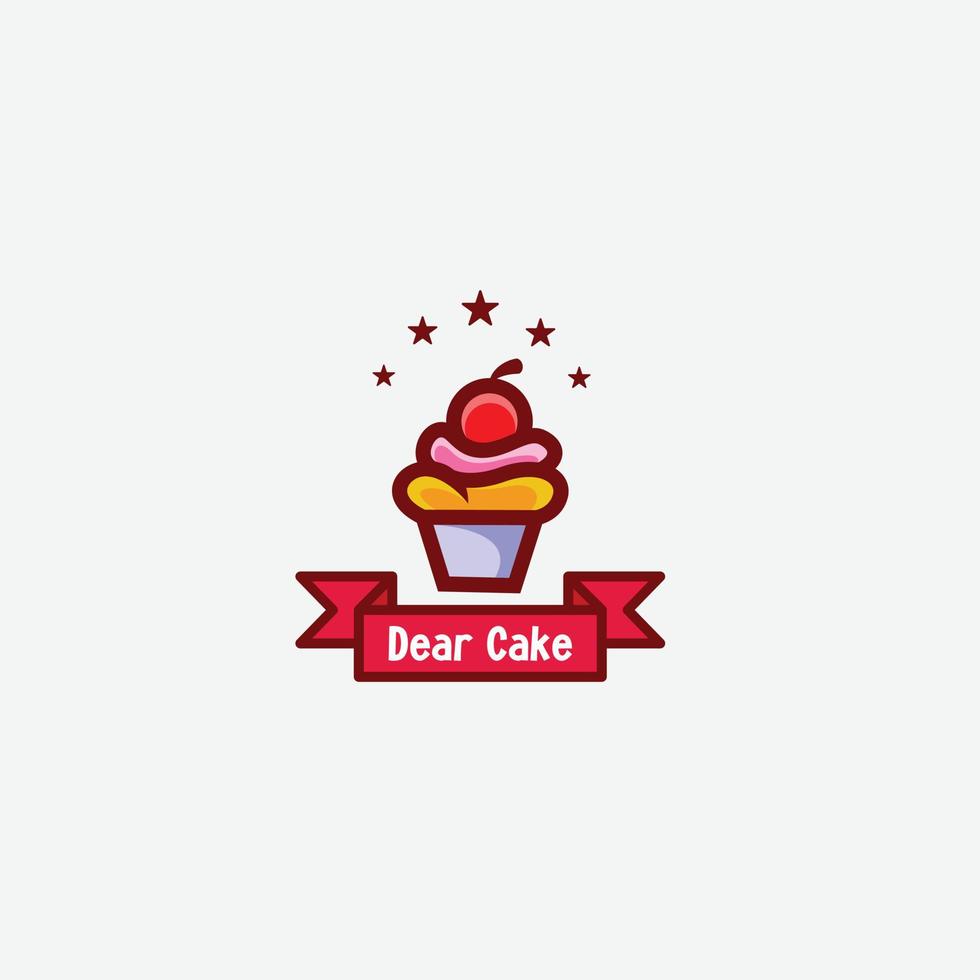 modèle d'illustration de conception de vecteur de logo de gâteau