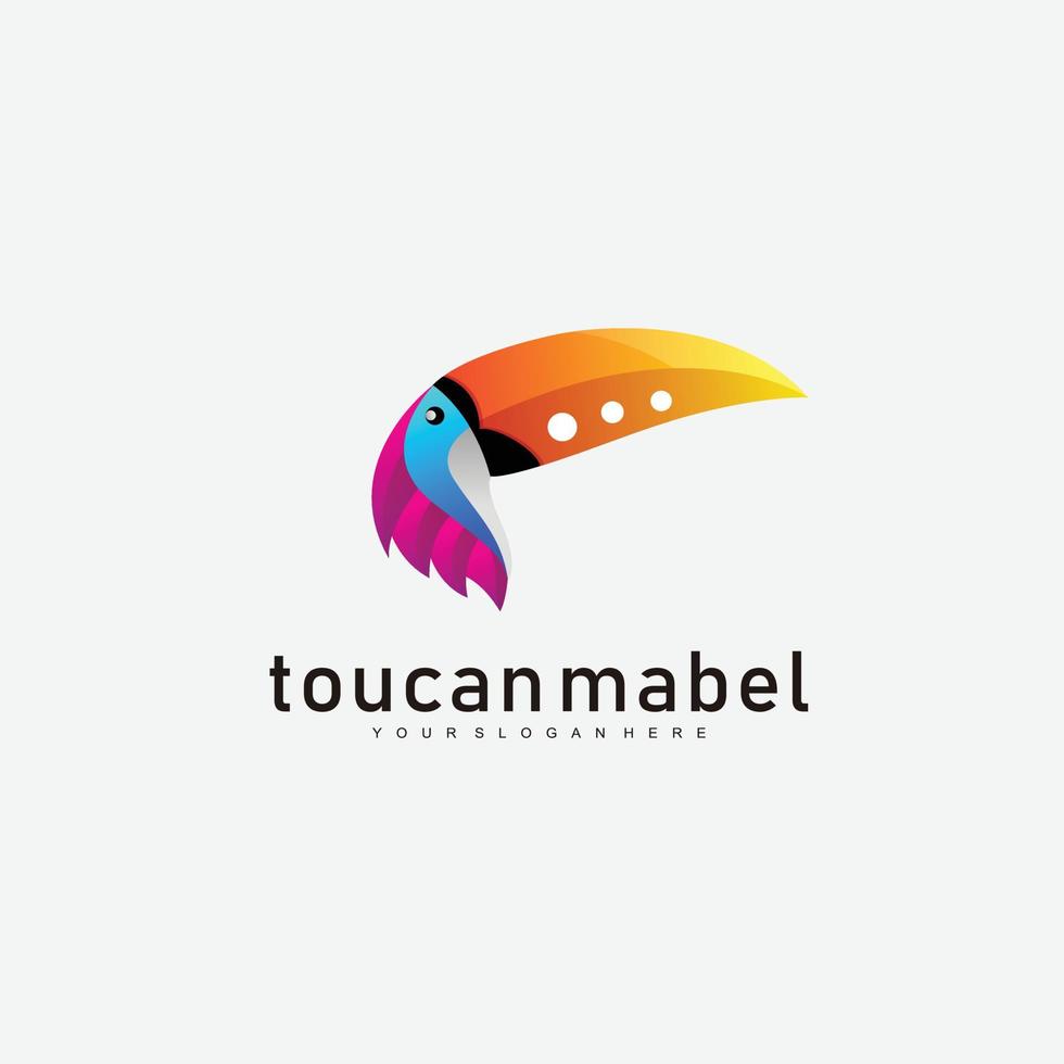 vecteur coloré dégradé de conception de logo toucan