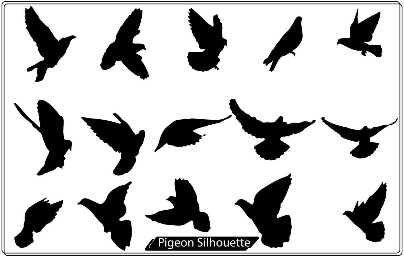 ensemble de silhouettes d'oiseaux volants sans pigeon vecteur