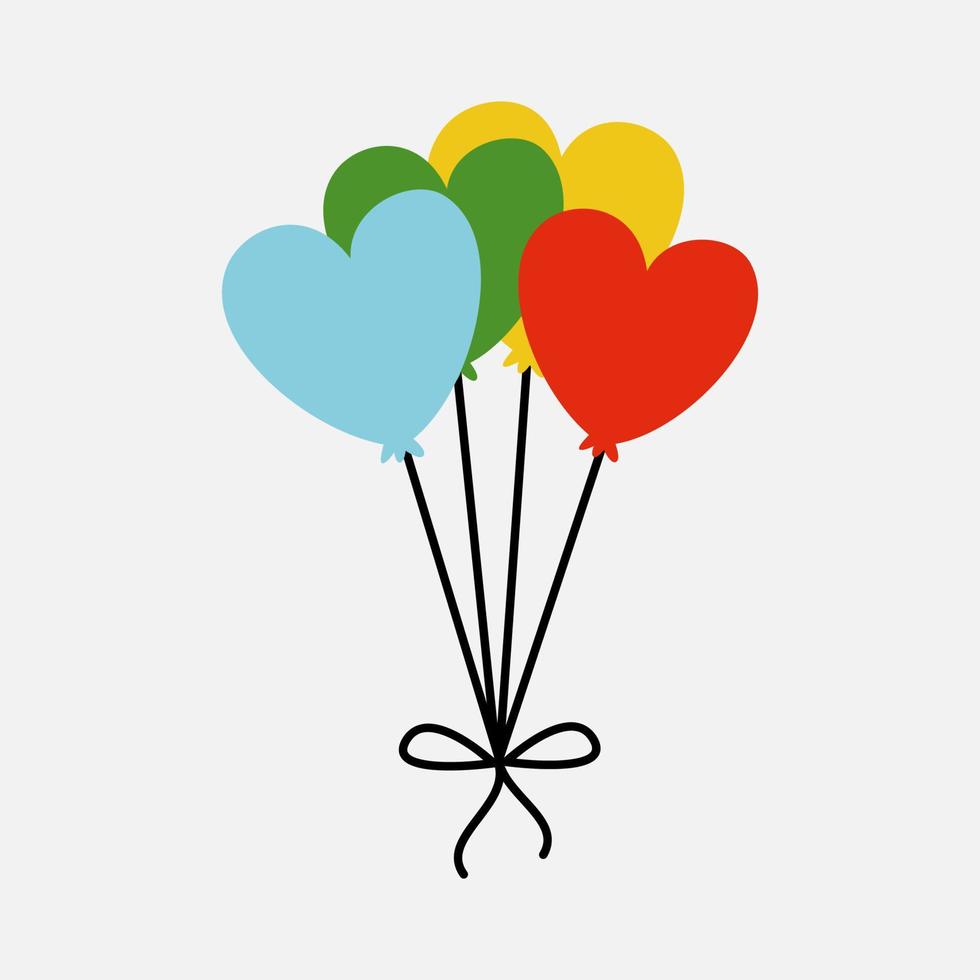 ballons colorés en forme de coeur clip art illustration vectorielle pour les décorations de conception. illustration de thème de fête ou d'anniversaire. vecteur