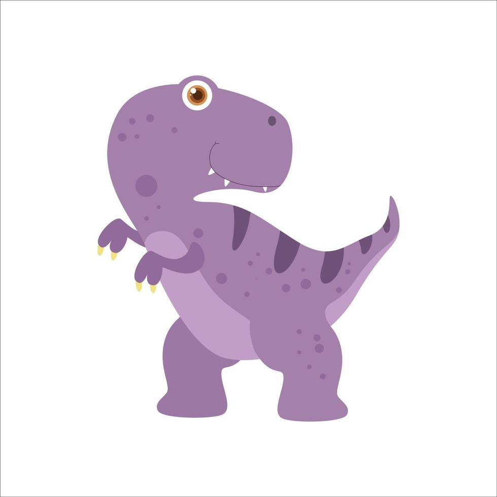 dinosaure mignon tyrannosaurus rex, animal préhistorique, personnage de dessin animé monstre drôle et sauvage vecteur