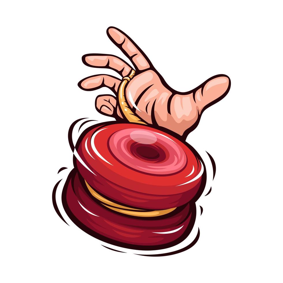 main jouant yoyo jouet symbole mascotte dessin animé illustration vecteur