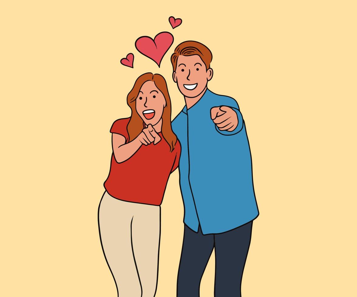 illustration d'un portrait d'un couple d'amoureux vecteur