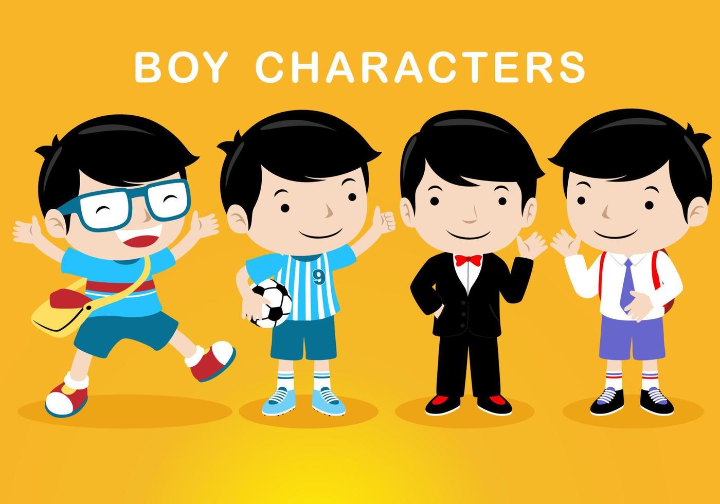 illustration vectorielle du personnage de dessin animé de garçon avec un costume différent vecteur