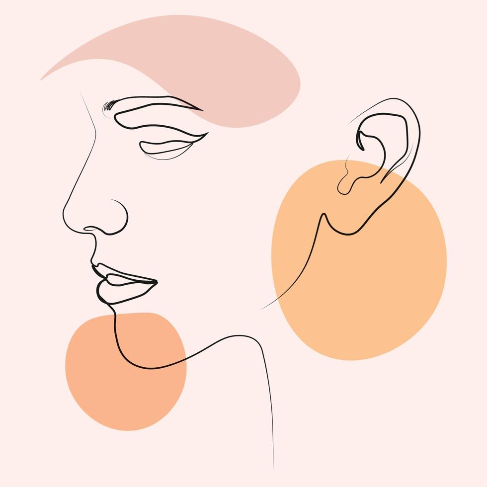 contour des femmes minimalistes visage potrait dessiné à la main vecteur